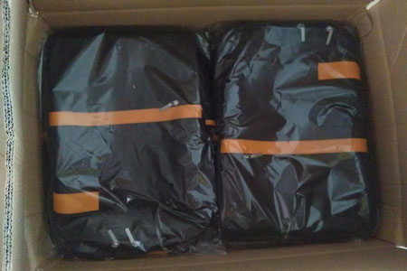 天健水務員工福利禮品背包正在裝箱