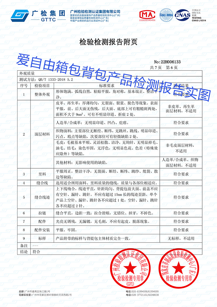 背提包外觀質量檢測有哪些項目